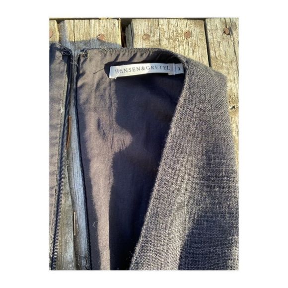Hansen & Gretel Midi Dress Asymetric Sleeveless Raw Trim Grey Sz 1 - Picture 15 of 16